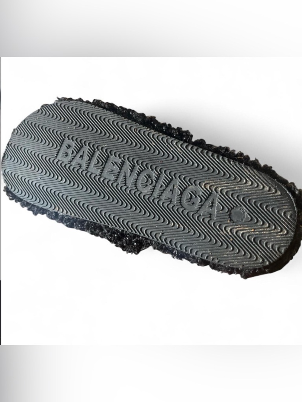 Balenciaga Black Fuzzy Logo Slide Slippers with Dust Bag - Picture 3 of 5